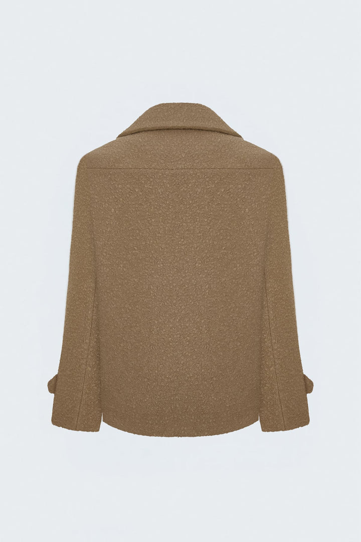 Sateen Veste courte en bouclette texturée - camel