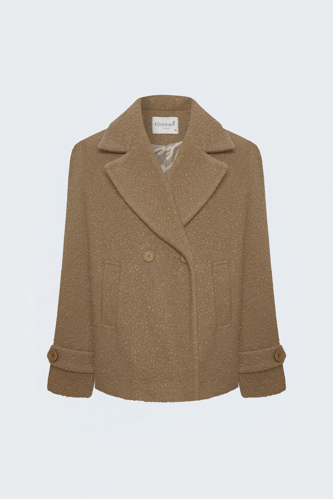Sateen Veste courte en bouclette texturée - camel