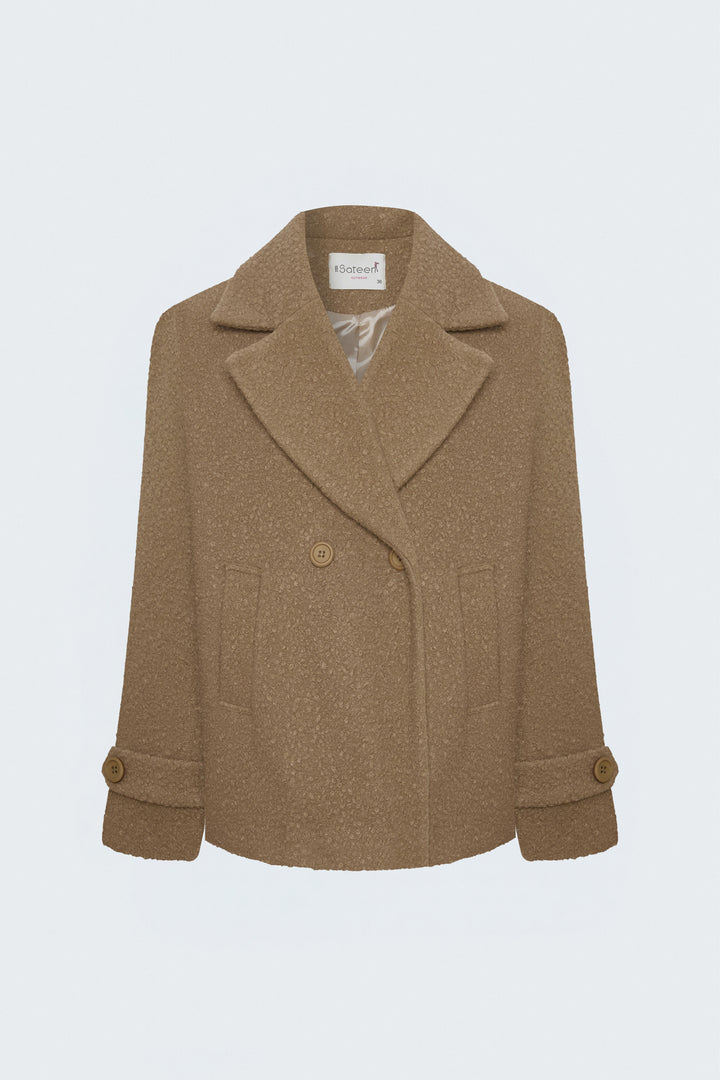 Sateen Veste courte en bouclette texturée - camel
