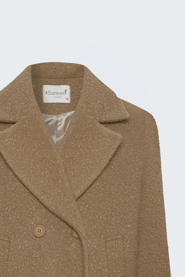 Sateen Veste courte en bouclette texturée - camel