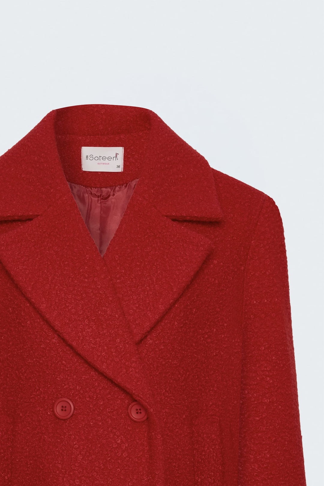 Sateen Veste courte en bouclette texturée - Rouge