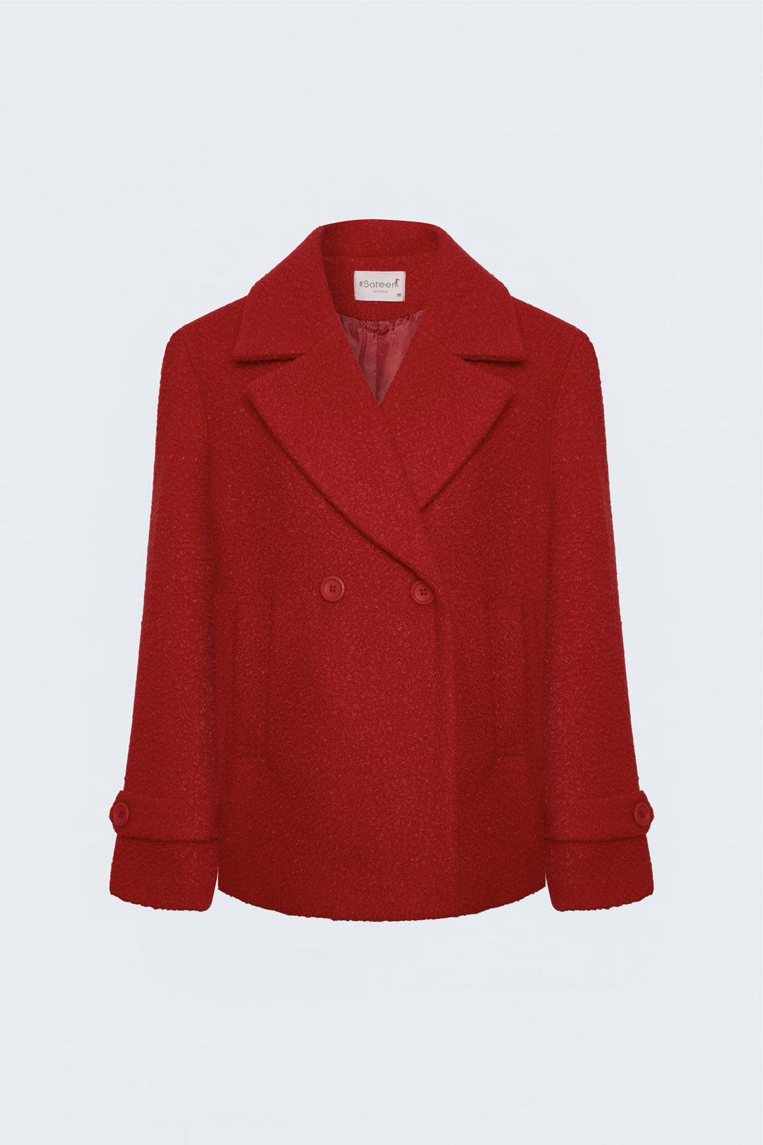 Sateen Veste courte en bouclette texturée - Rouge