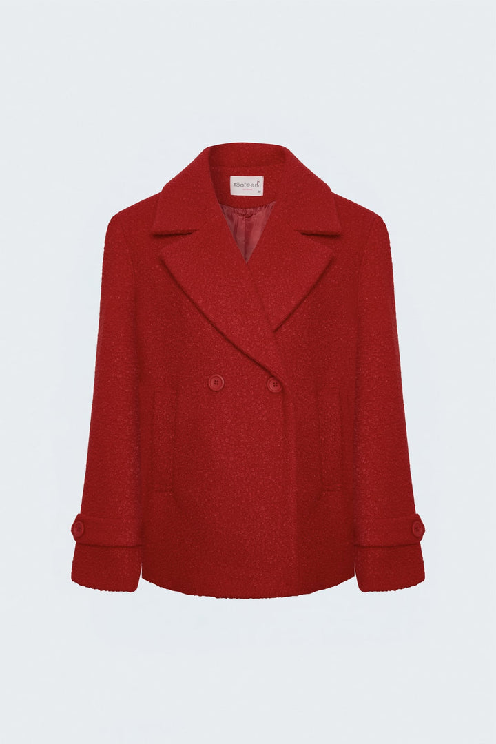 Sateen Veste courte en bouclette texturée - Rouge