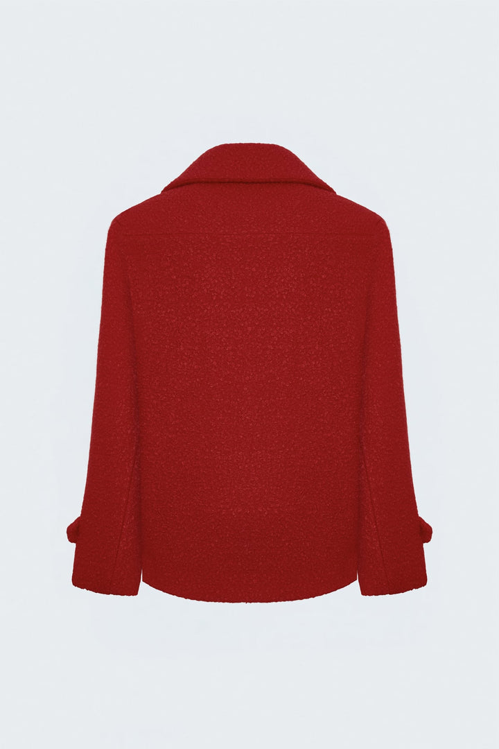 Sateen Veste courte en bouclette texturée - Rouge