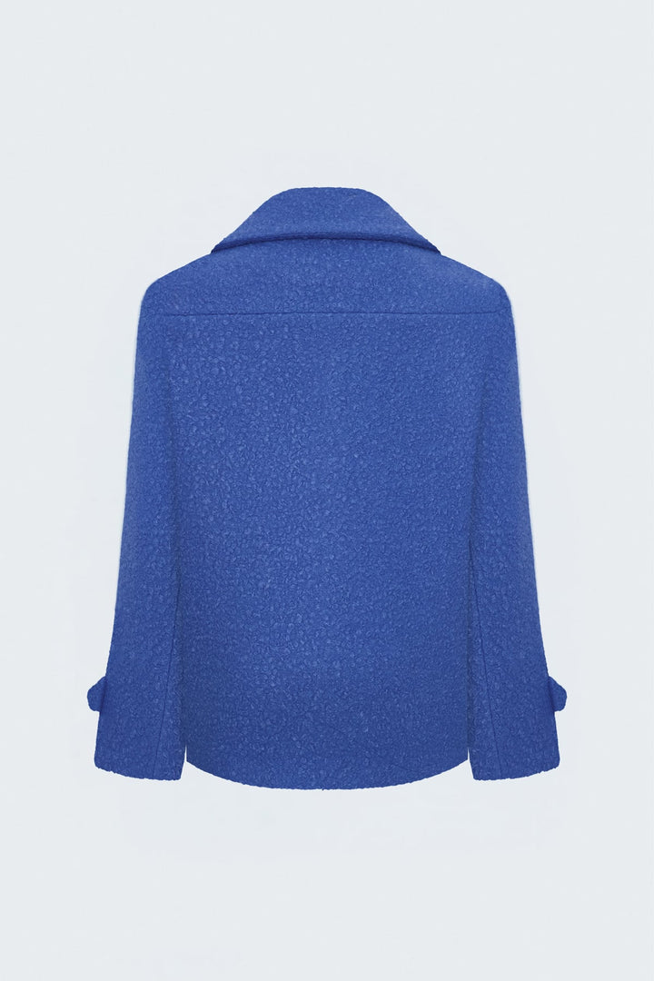 Sateen Veste courte en bouclette texturée - Bleu