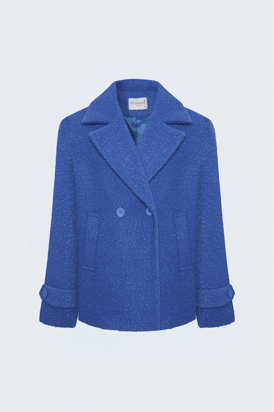 Sateen Veste courte en bouclette texturée - Bleu