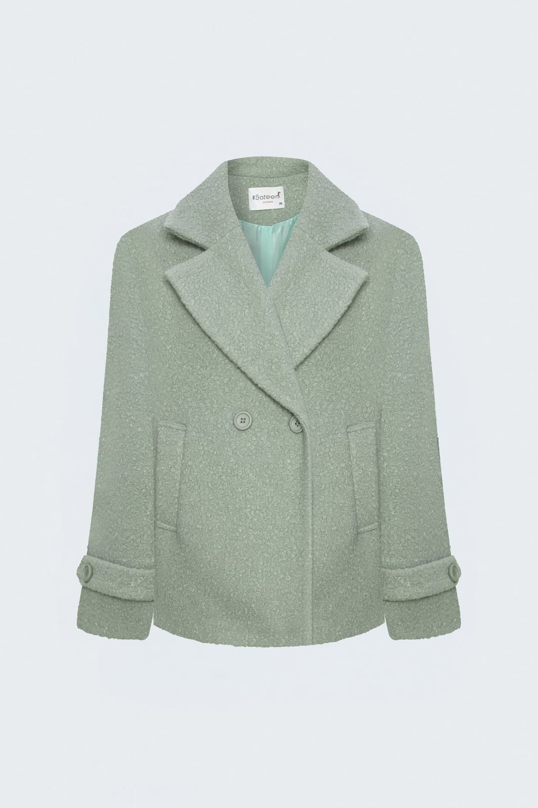 Sateen Veste courte en bouclette texturée - Menthe