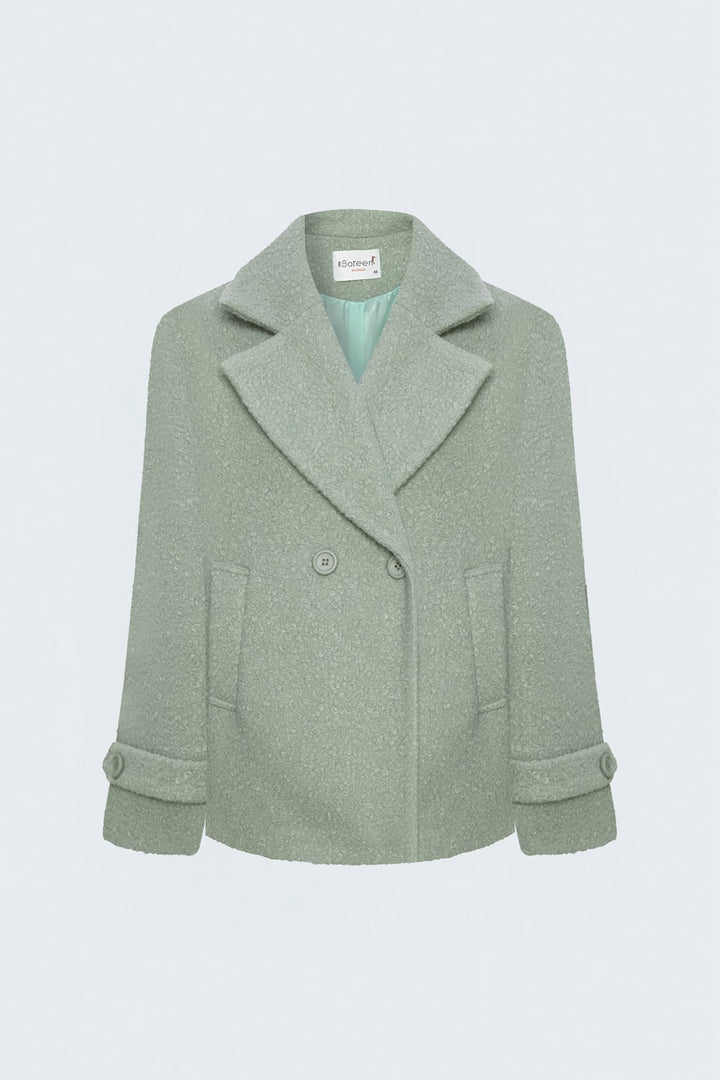 Sateen Veste courte en bouclette texturée - Menthe