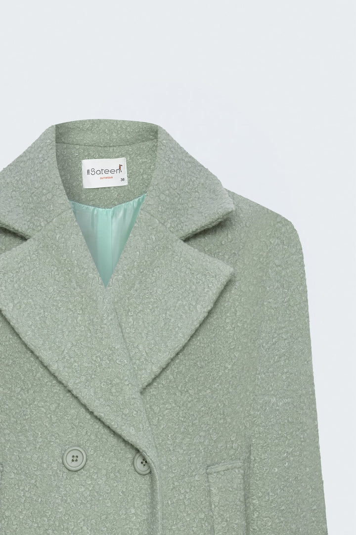 Sateen Veste courte en bouclette texturée - Menthe