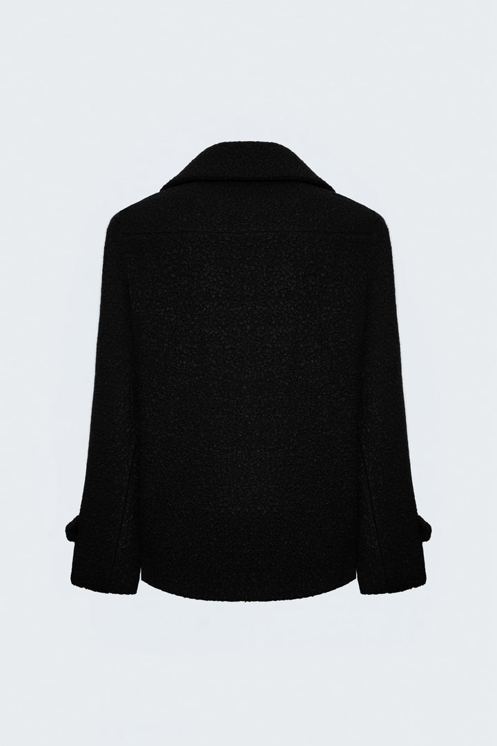 Sateen Veste courte en bouclette texturée - Noir