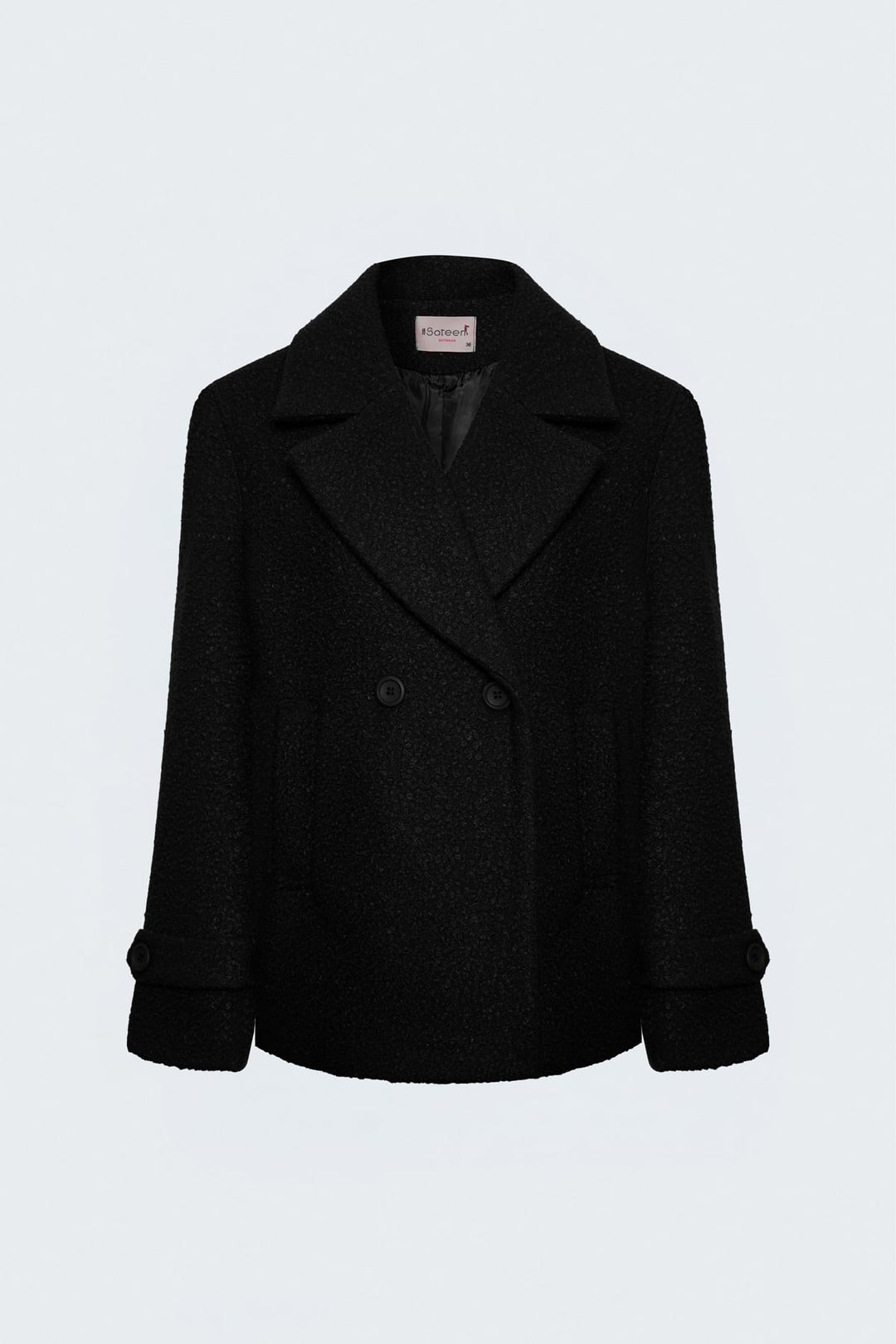 Sateen Veste courte en bouclette texturée - Noir