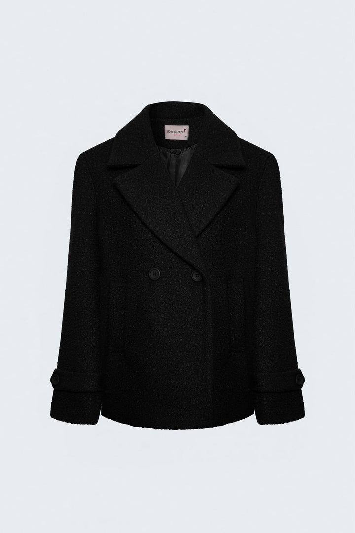 Sateen Veste courte en bouclette texturée - Noir