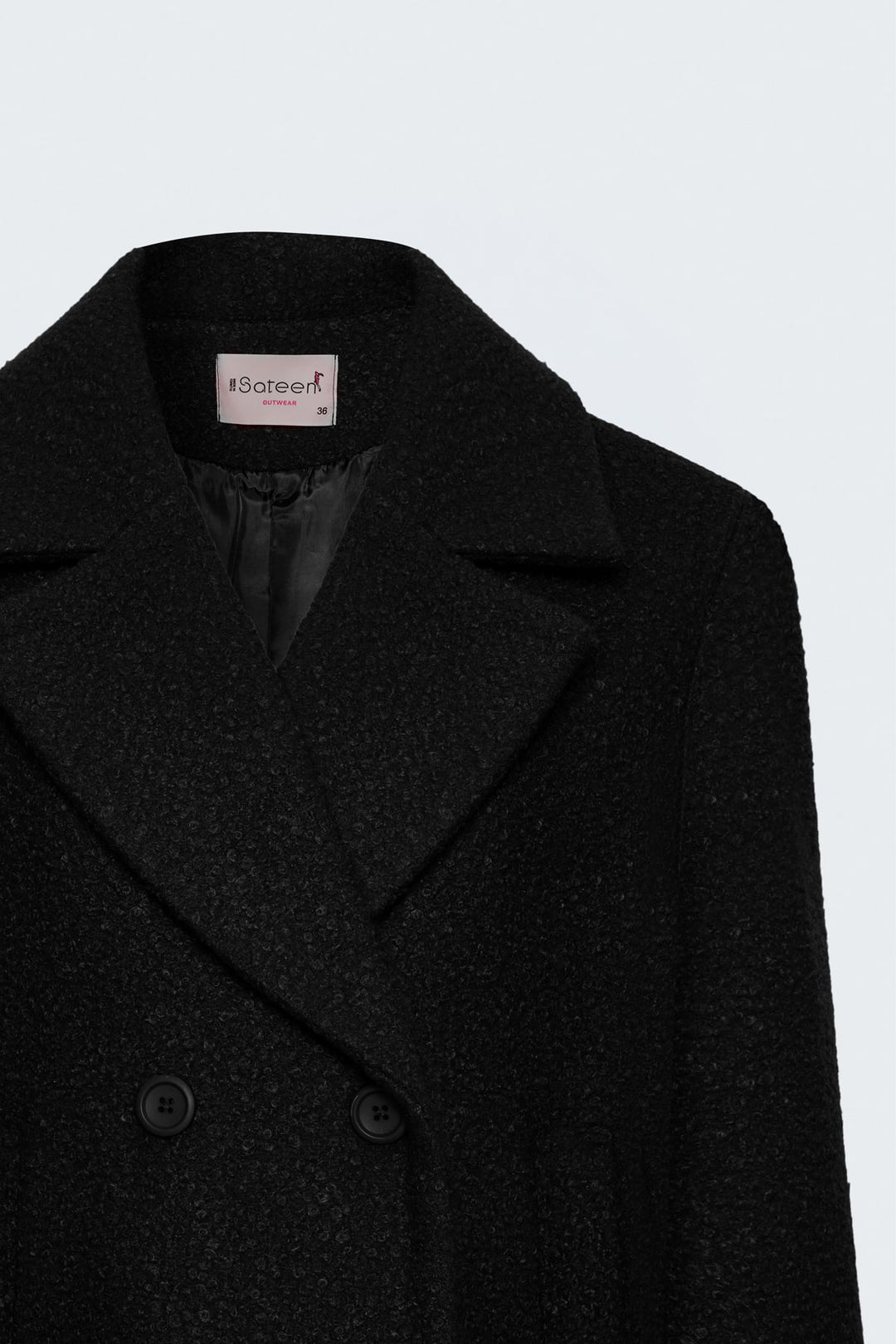 Sateen Veste courte en bouclette texturée - Noir