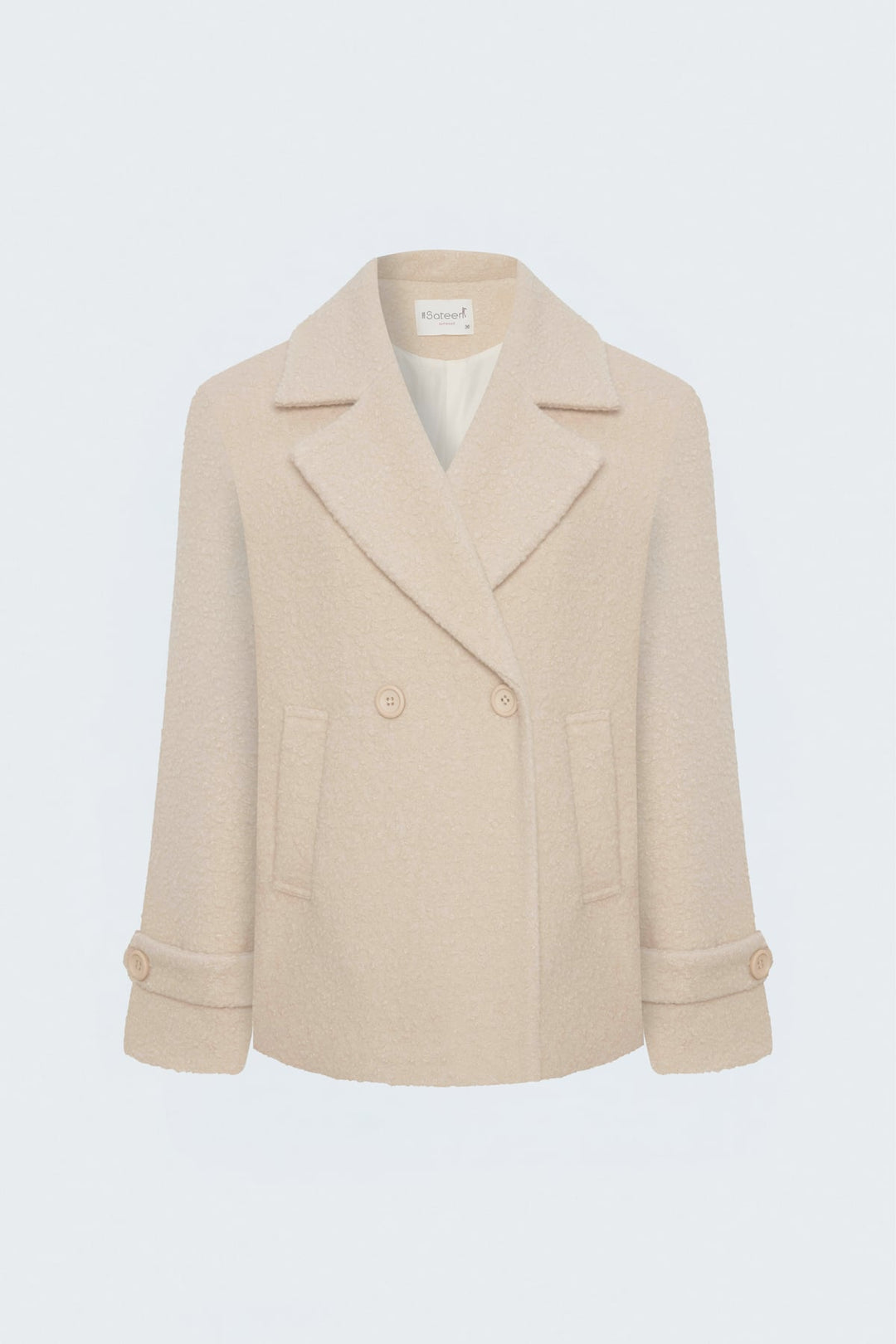 Sateen Veste courte en bouclette texturée - Pierre