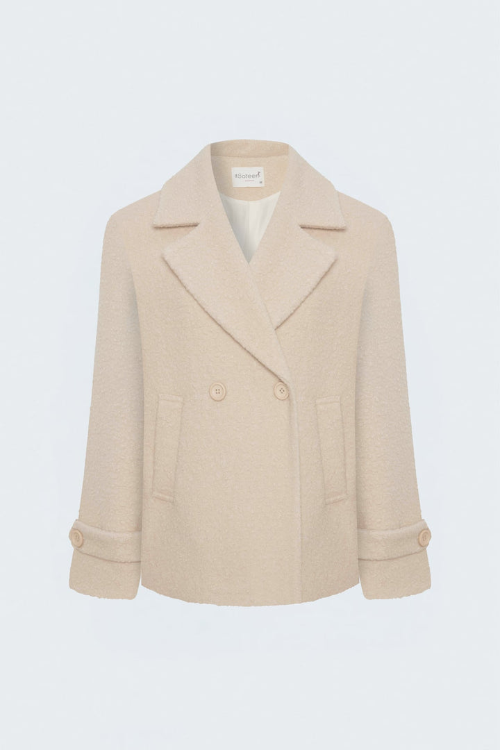 Sateen Veste courte en bouclette texturée - Pierre