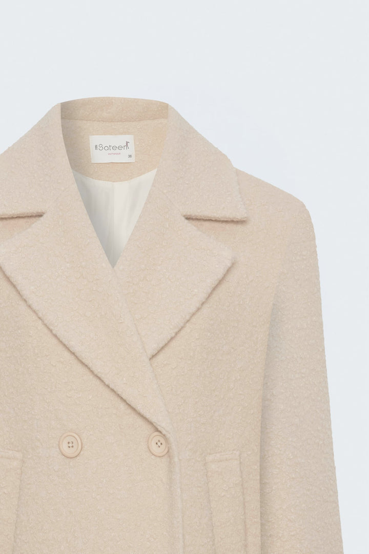 Sateen Veste courte en bouclette texturée - Pierre