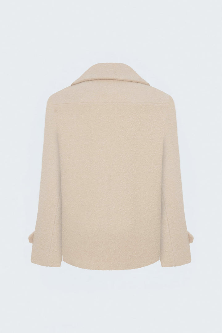 Sateen Veste courte en bouclette texturée - Pierre