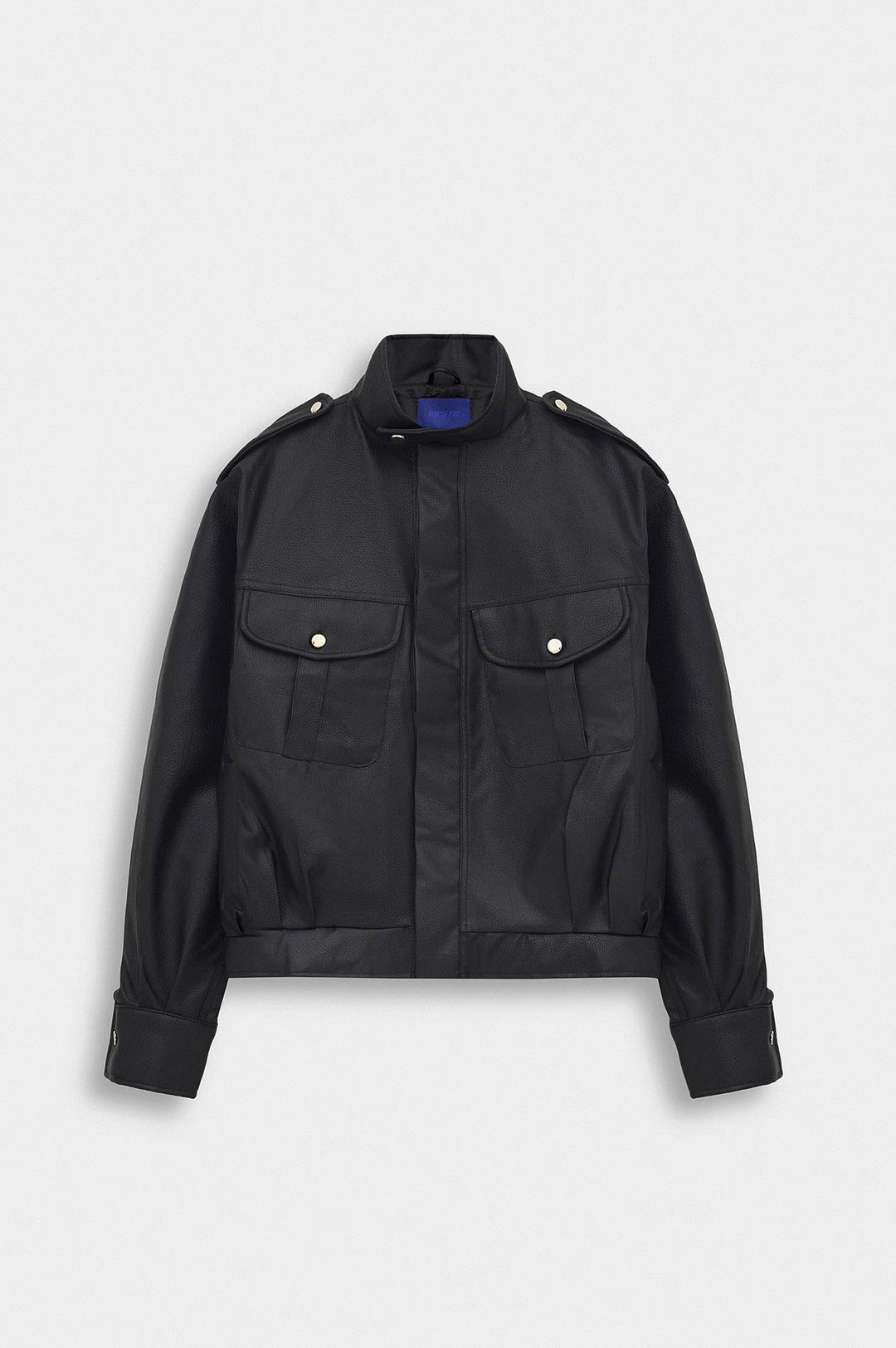 Giesto Veste en cuir noir avec épaulettes - Noir