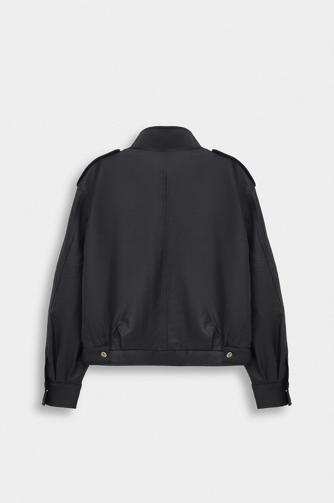 Giesto Veste en cuir noir avec épaulettes - Noir