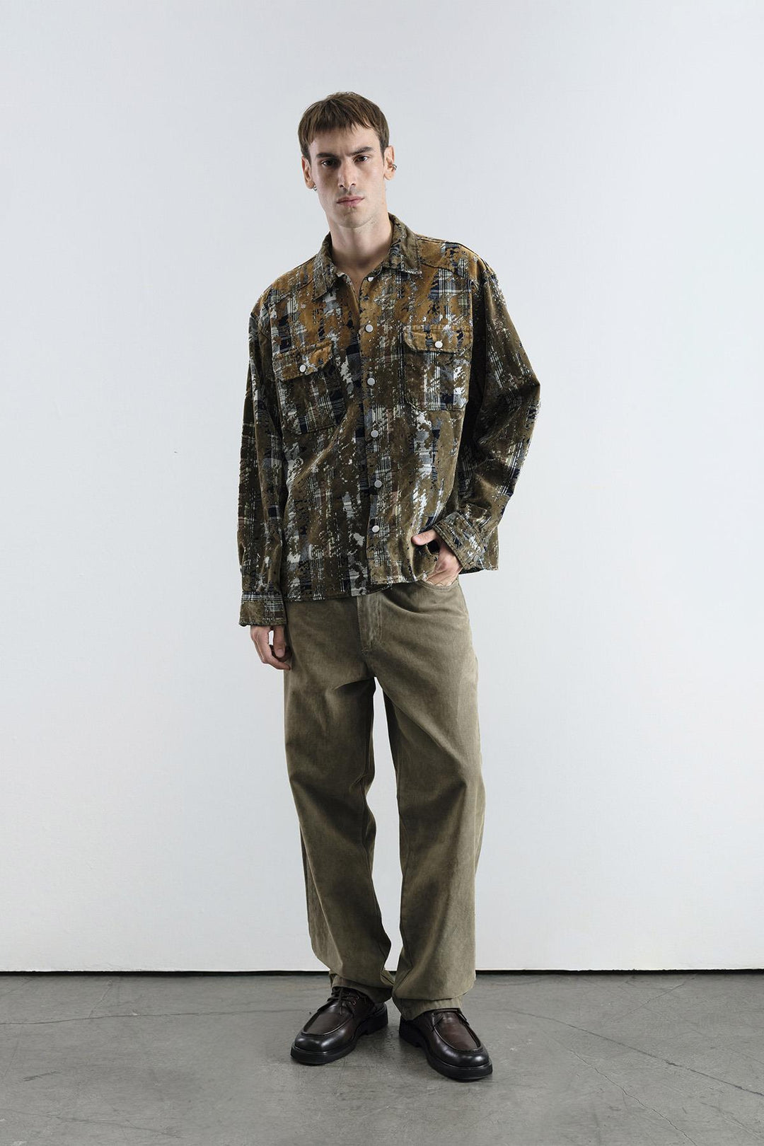 Giesto Chemise en écossais marron texturé - Marron