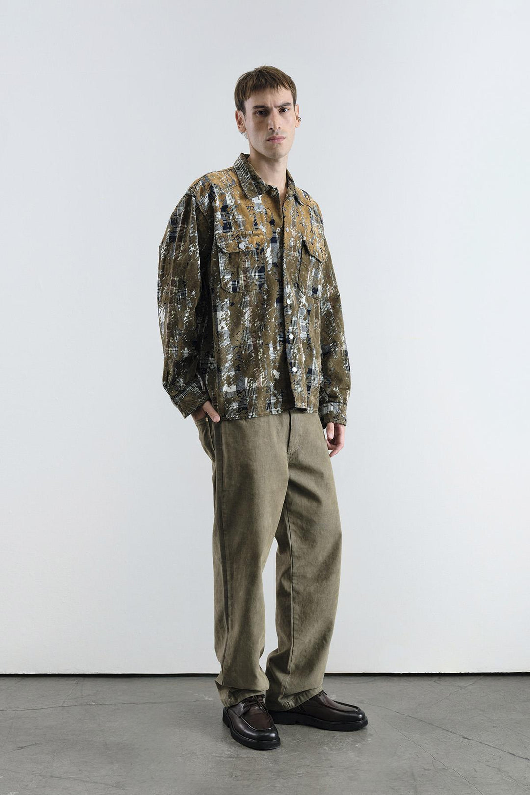 Giesto Chemise en écossais marron texturé - Marron