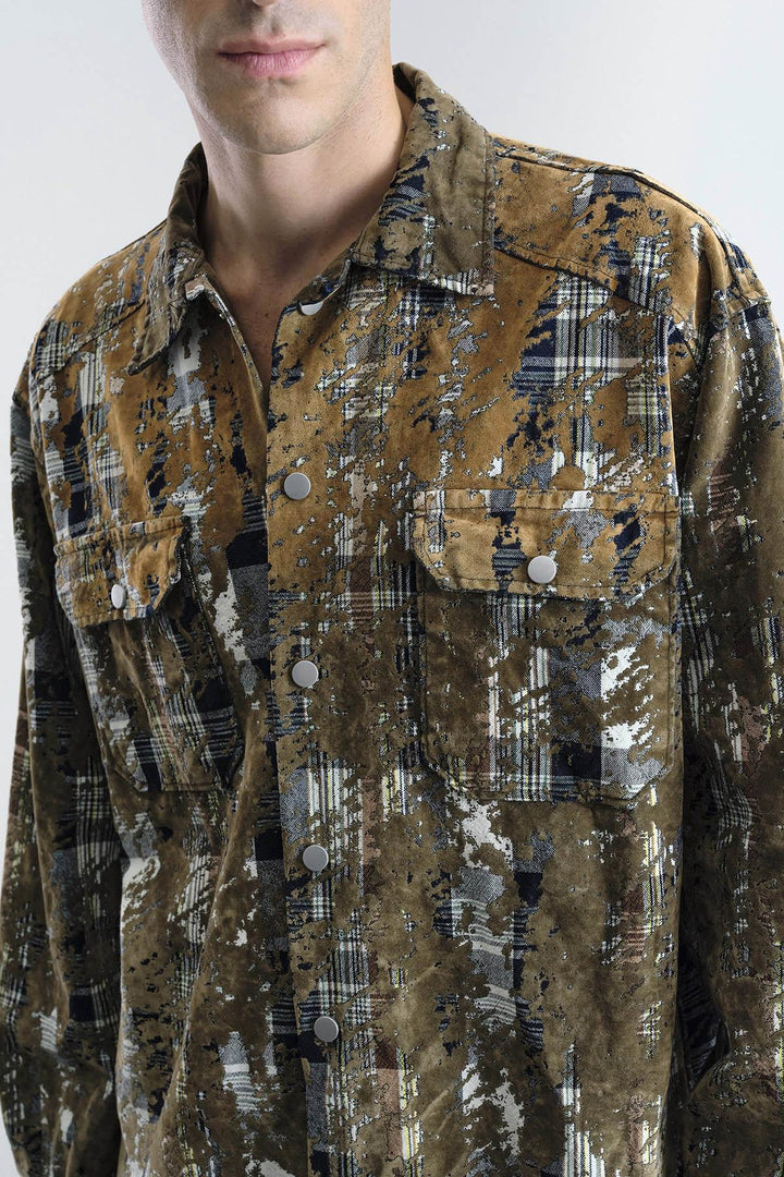 Giesto Chemise en écossais marron texturé - Marron