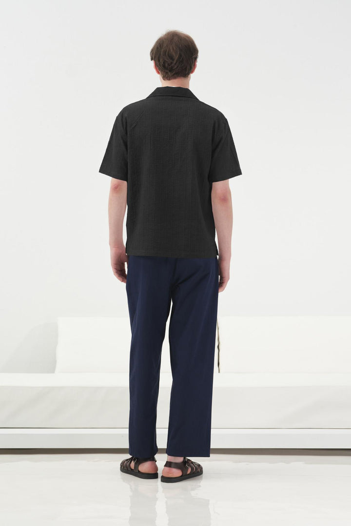 Giesto Chemise noire en gofre texturé - Noir