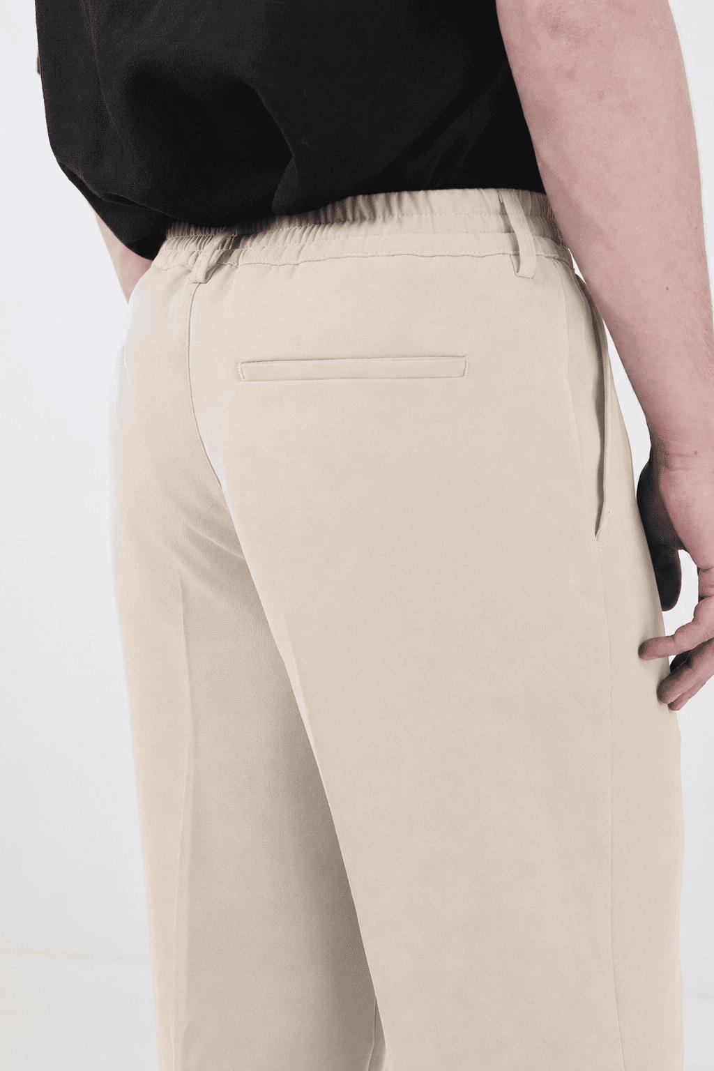 Giesto Pantalon plissé fin à ceinture texturée beige - Beige