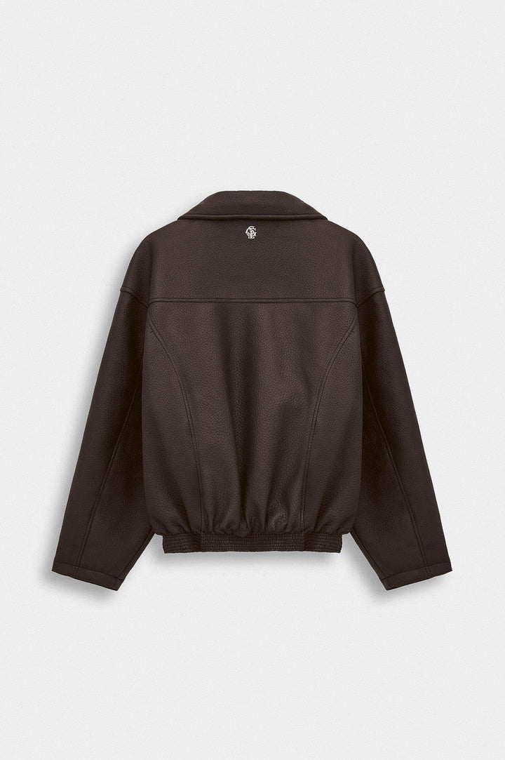 Giesto Veste en cuir marron texturée - Marron