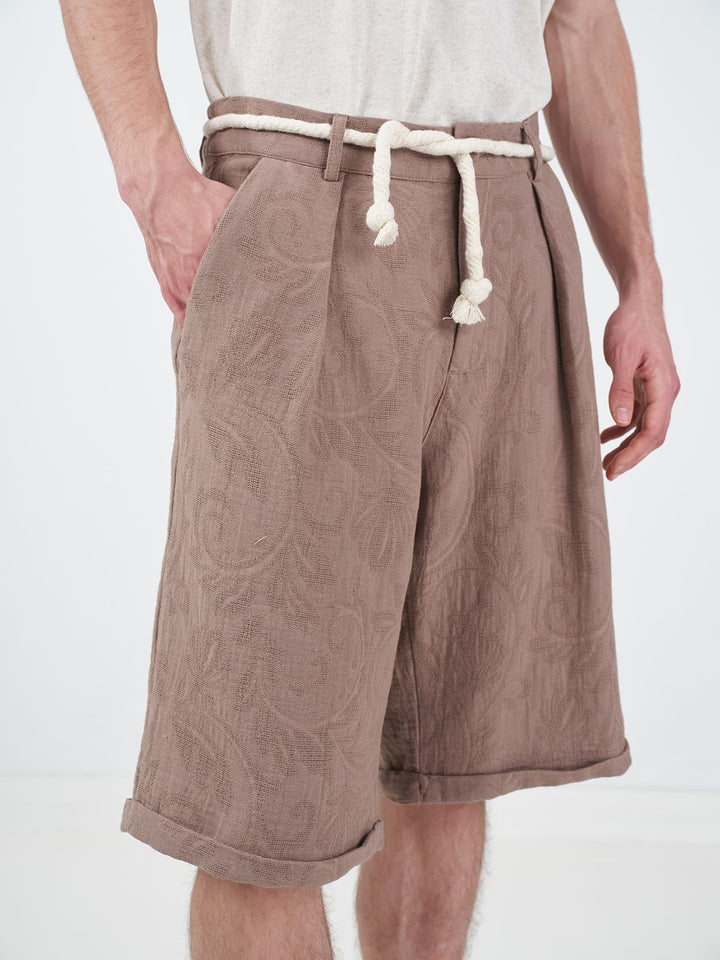 Giesto Short en mousseline marron texturé - Marron