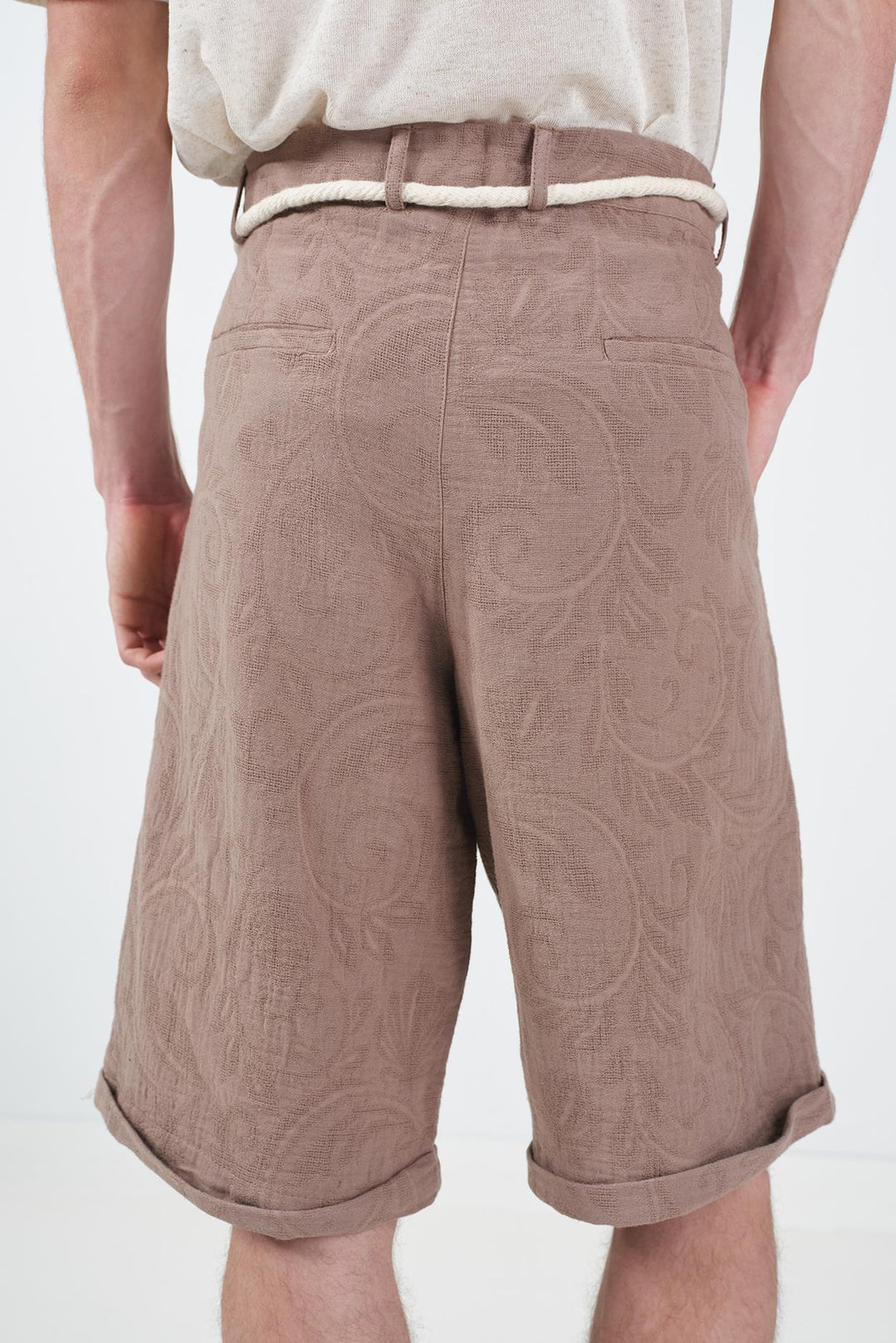 Giesto Short en mousseline marron texturé - Marron