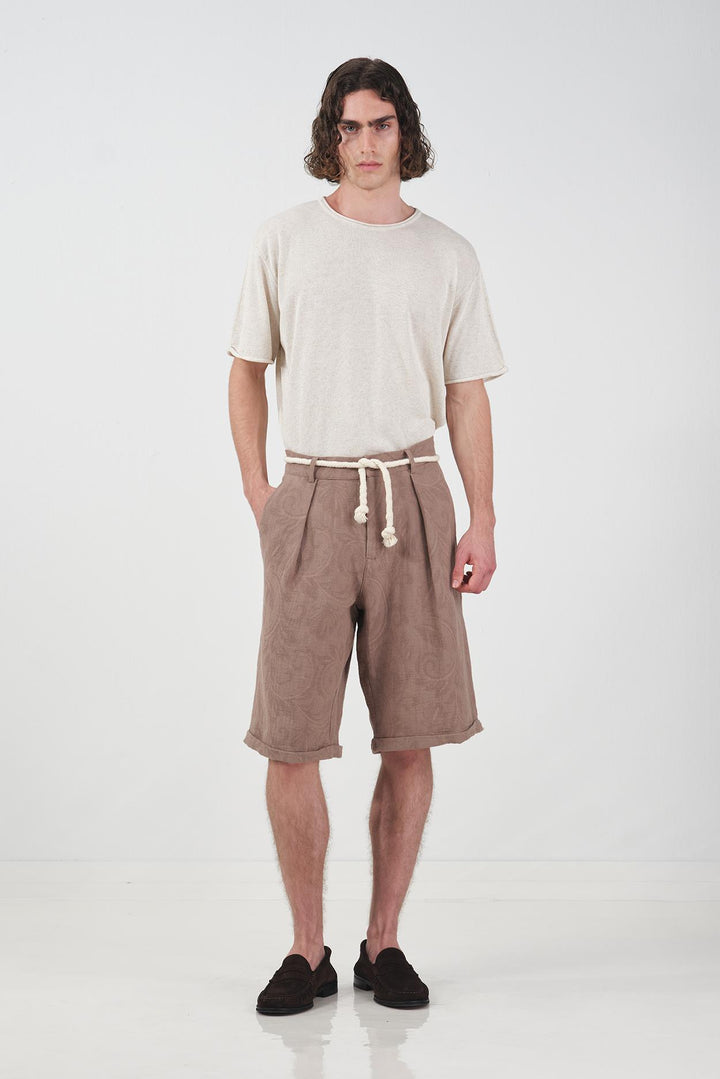 Giesto Short en mousseline marron texturé - Marron