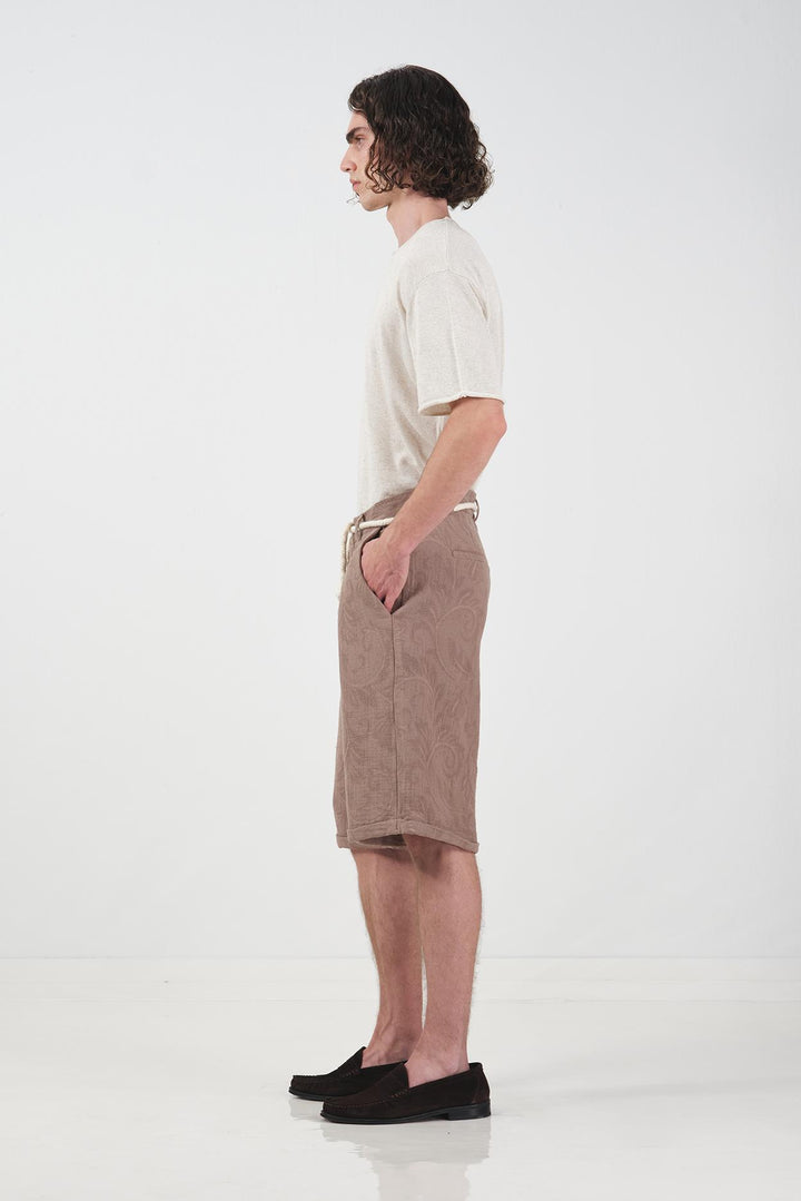 Giesto Short en mousseline marron texturé - Marron