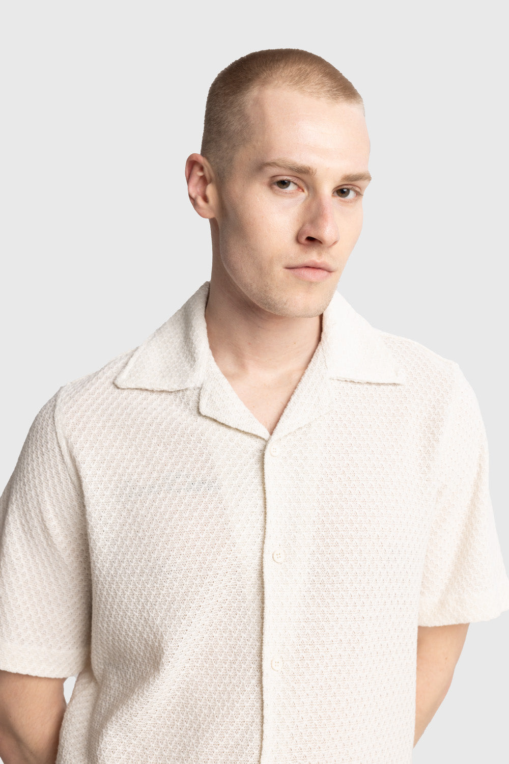 Giesto Chemise à manches courtes texturée - Beige