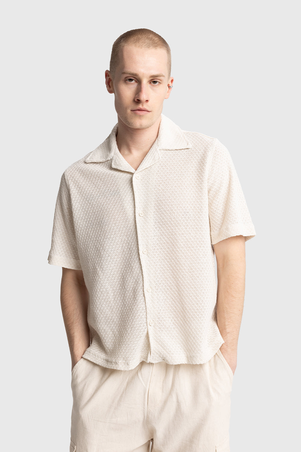 Giesto Chemise à manches courtes texturée - Beige