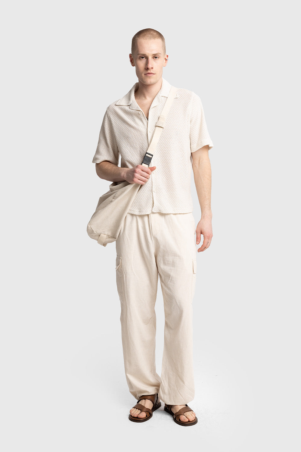 Giesto Chemise à manches courtes texturée - Beige