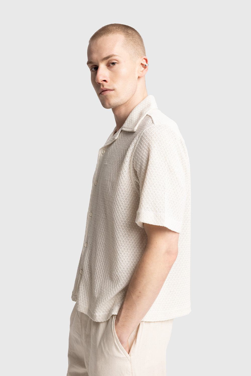 Giesto Chemise à manches courtes texturée - Beige