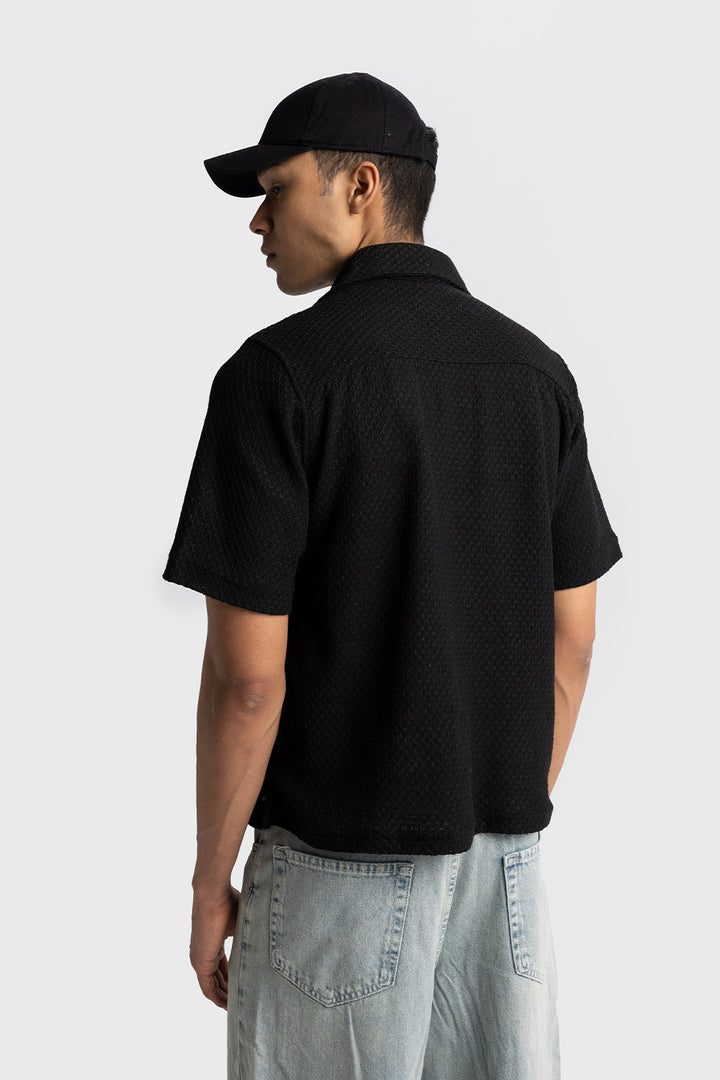 Giesto Chemise à manches courtes texturée - Noir