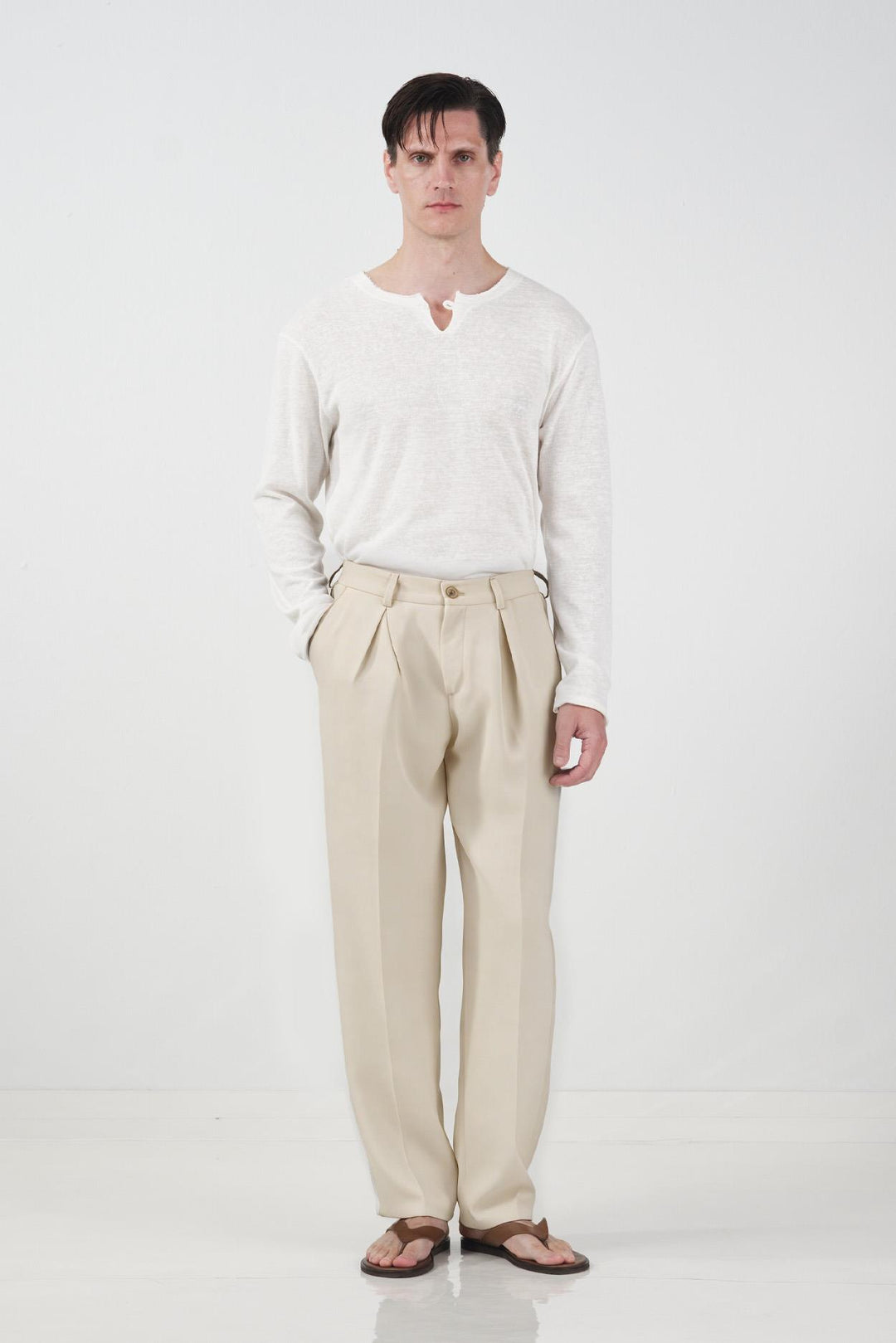 Giesto Pantalon plissé classique beige - Beige