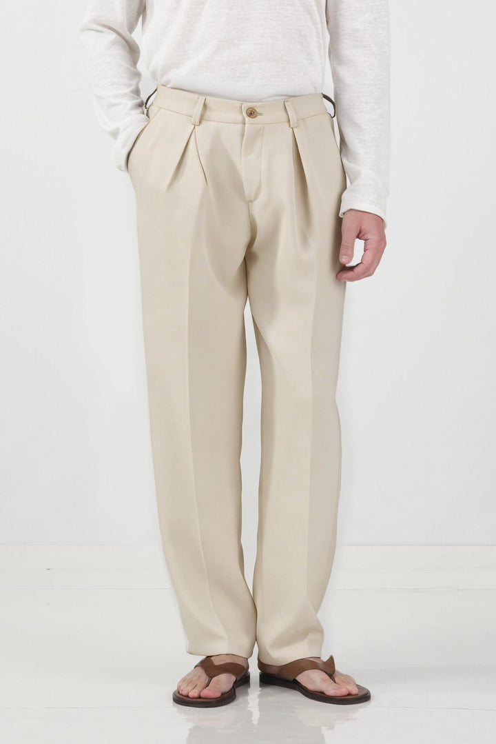 Giesto Pantalon plissé classique beige - Beige