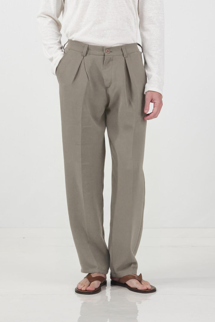 Giesto Pantalon plissé classique kaki - Kaki