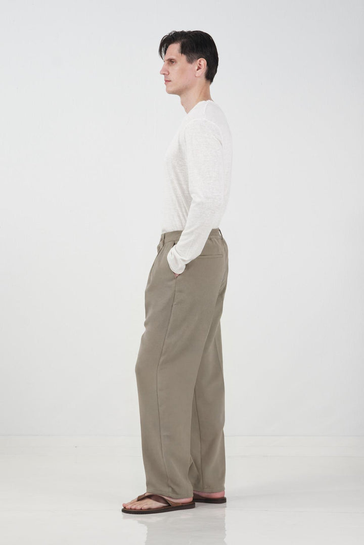 Giesto Pantalon plissé classique kaki - Kaki