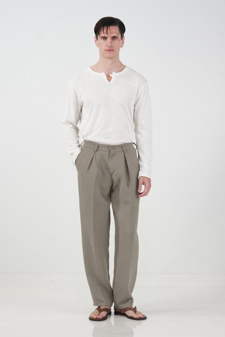 Giesto Pantalon plissé classique kaki - Kaki