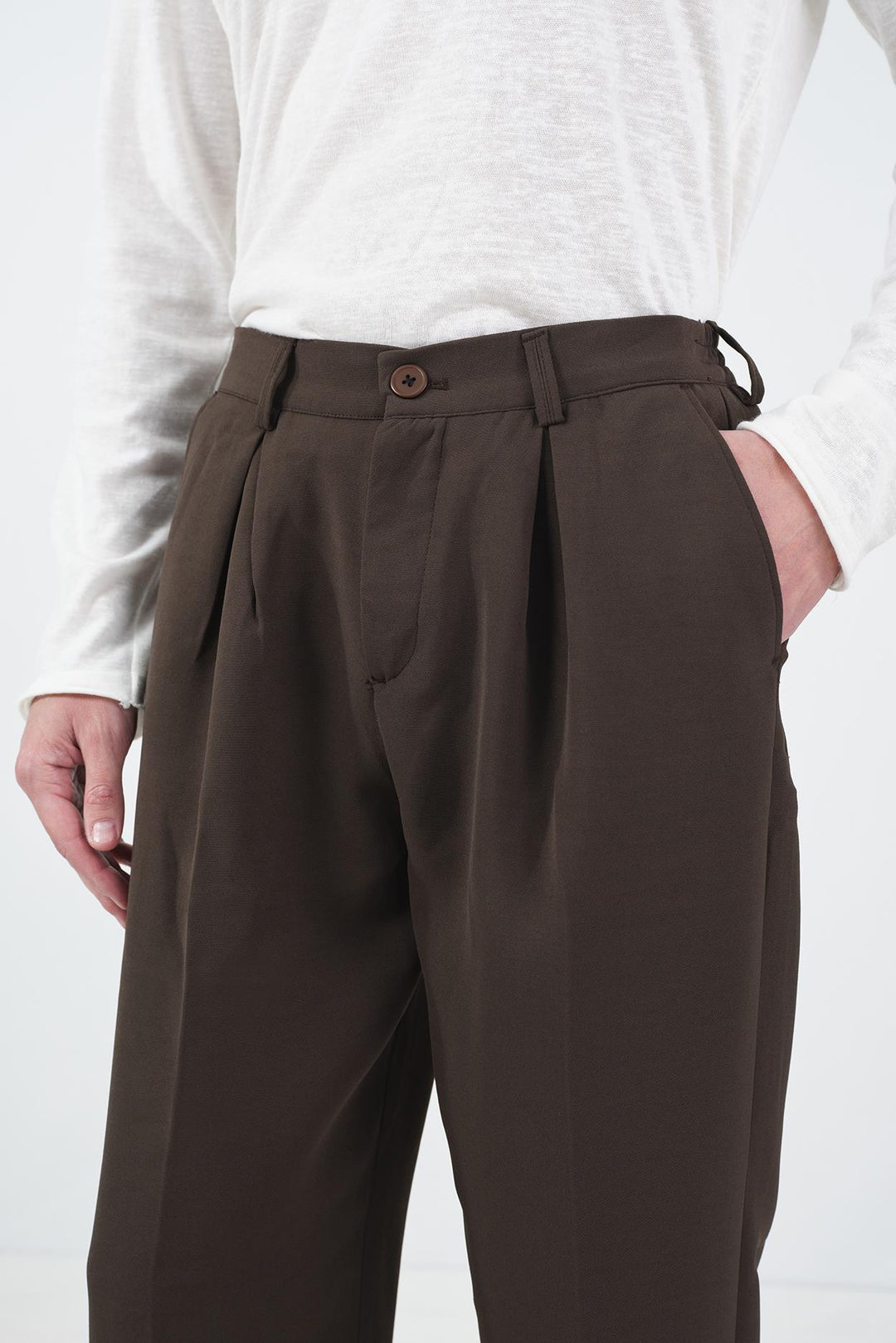 Giesto Pantalon plissé classique marron - Marron