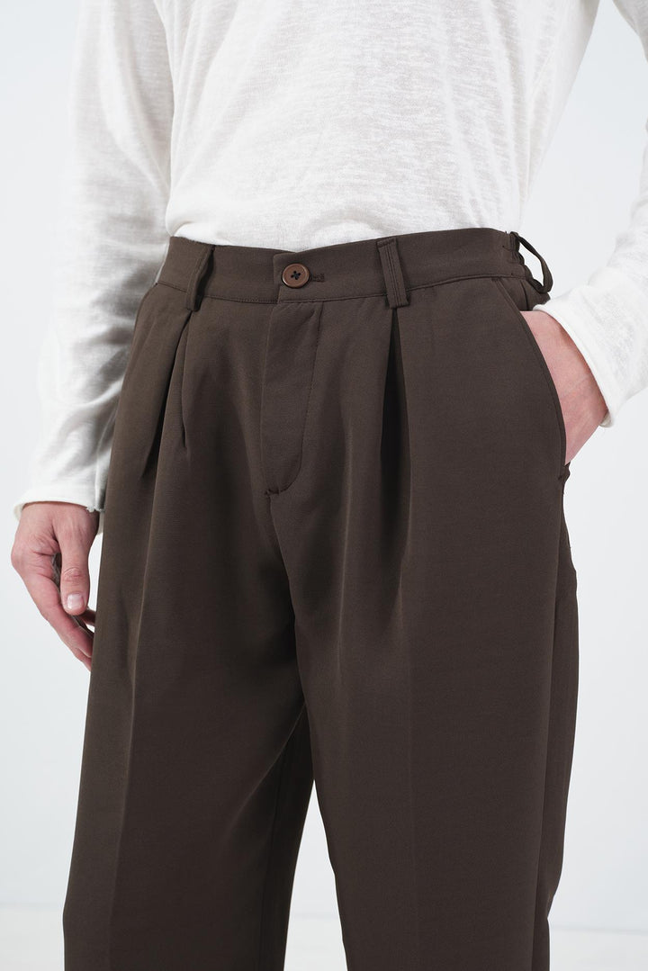 Giesto Pantalon plissé classique marron - Marron