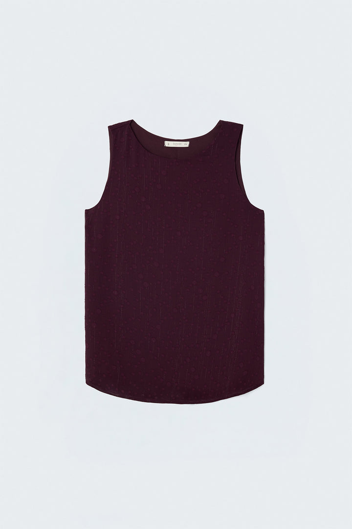 Sateen Blouse sans manches texturée - Bordeaux