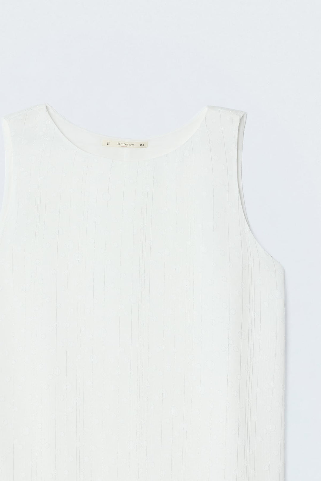 Sateen Blouse sans manches texturée - Écru