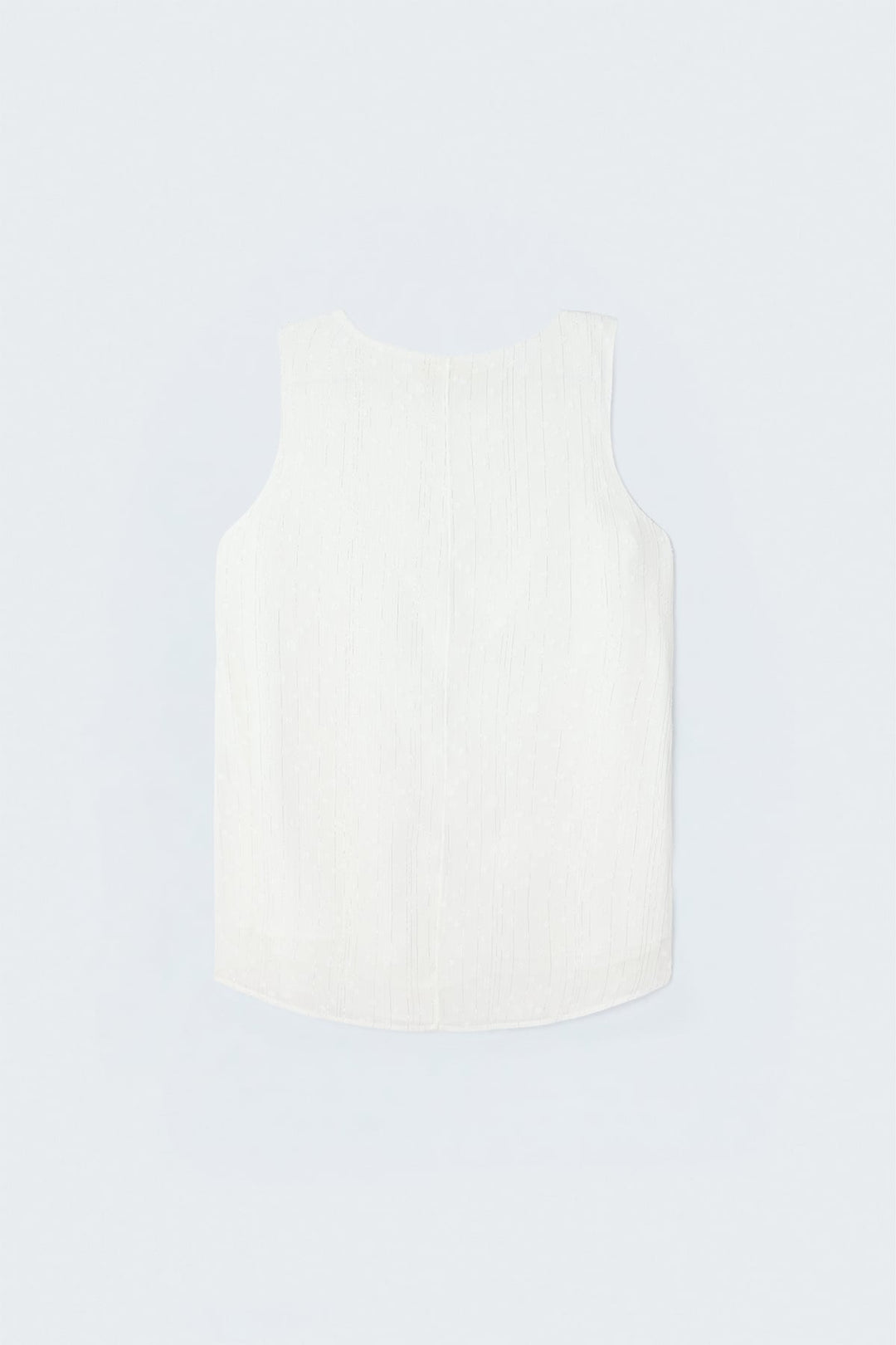 Sateen Blouse sans manches texturée - Écru