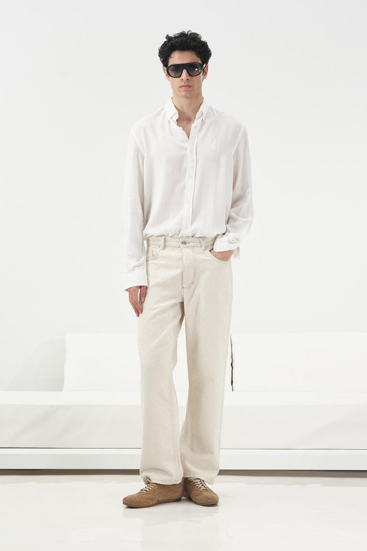 Giesto Jean Blanc Regular Fit Texturé - Blanc