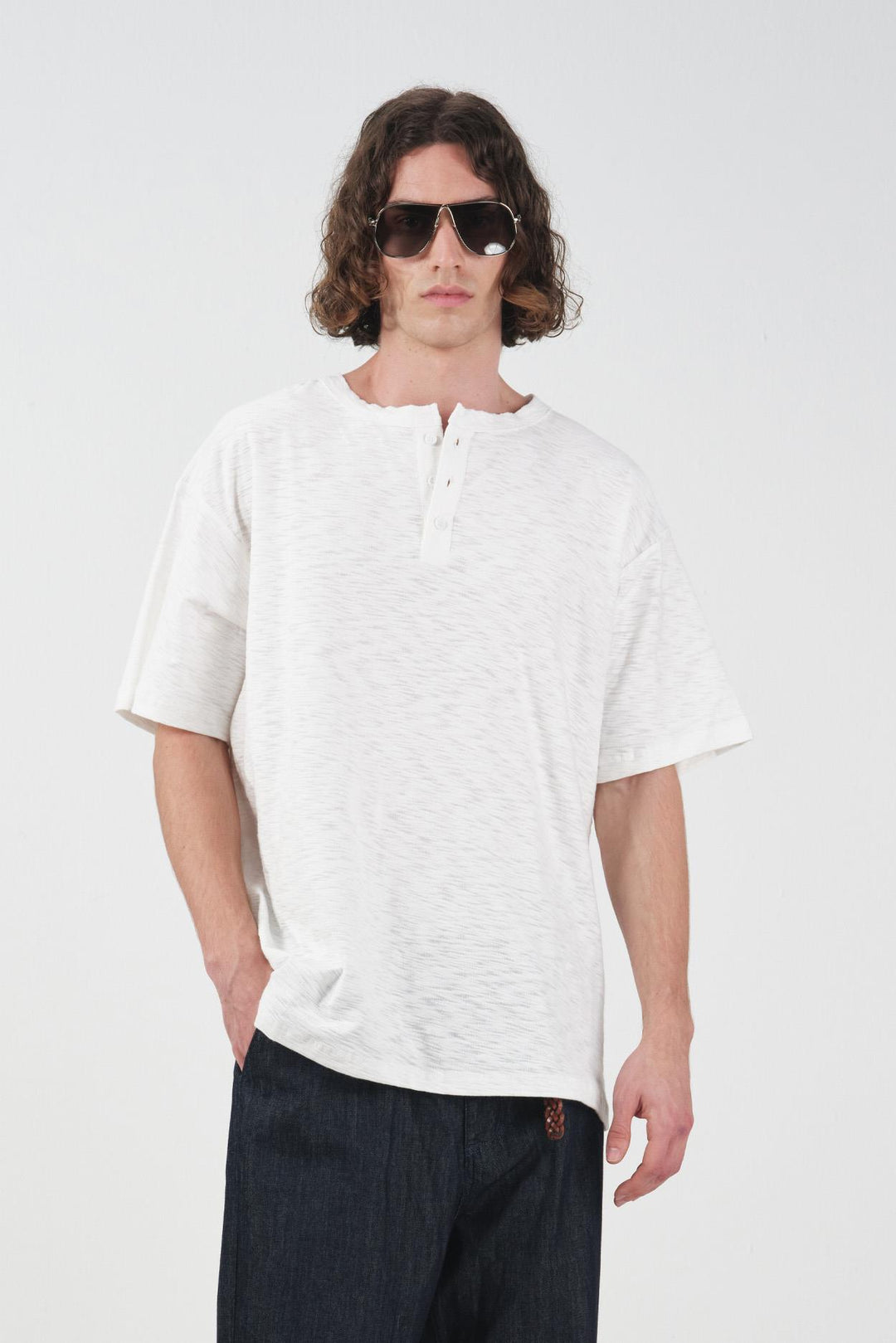 Giesto T-Shirt blanc Regular Fit texturé - Blanc